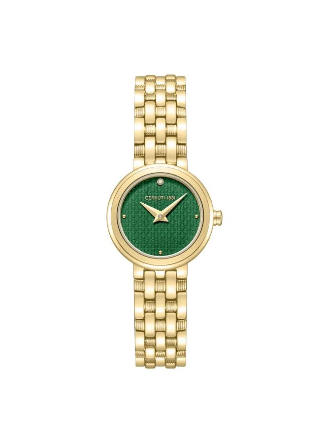 شيروتي 1881 Lusia Green Dial Stainless Steel Bracelet Analog Watch for Women, 24mm
